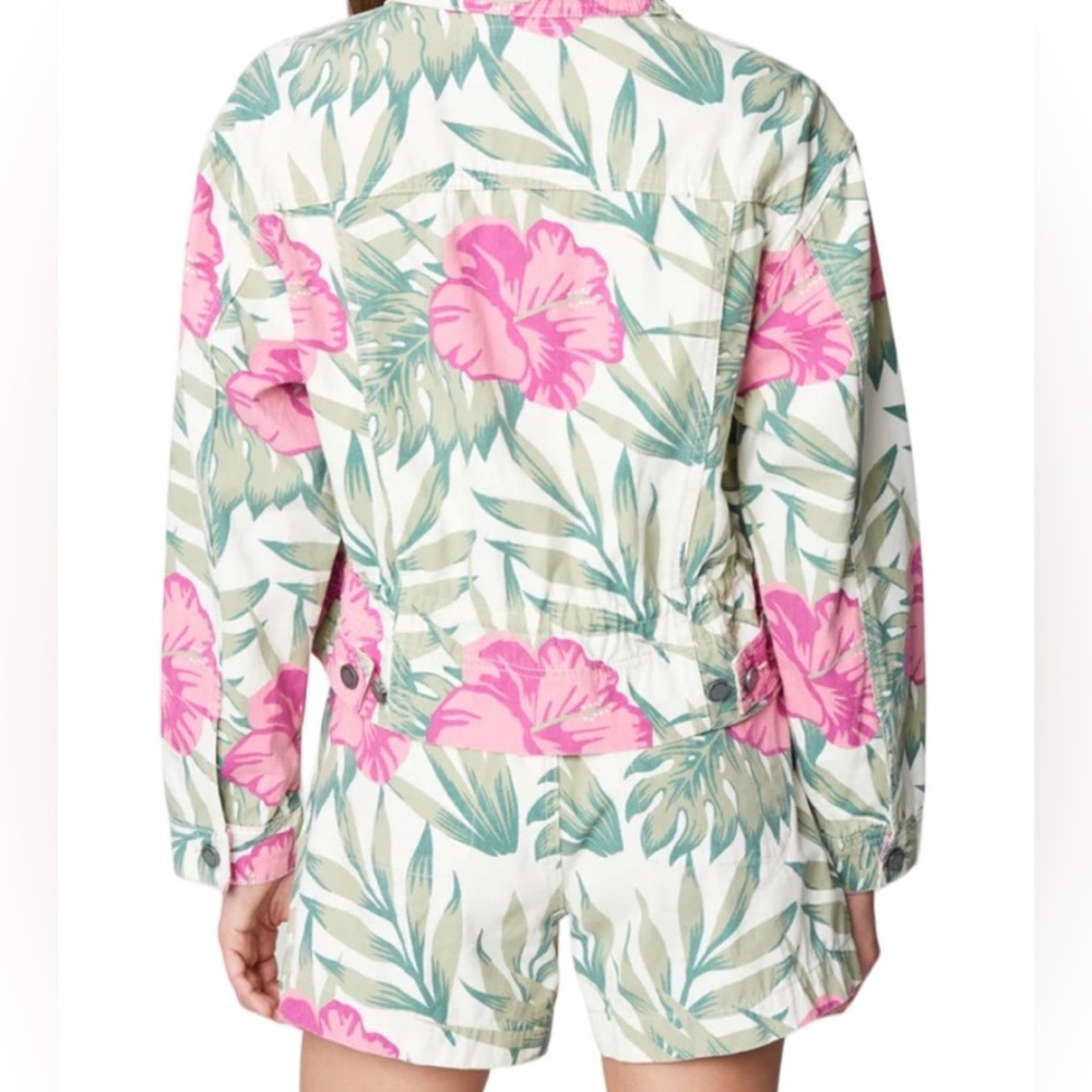 Blank NYC Beach hibiscus, Blossom cotton jacket shorts Set